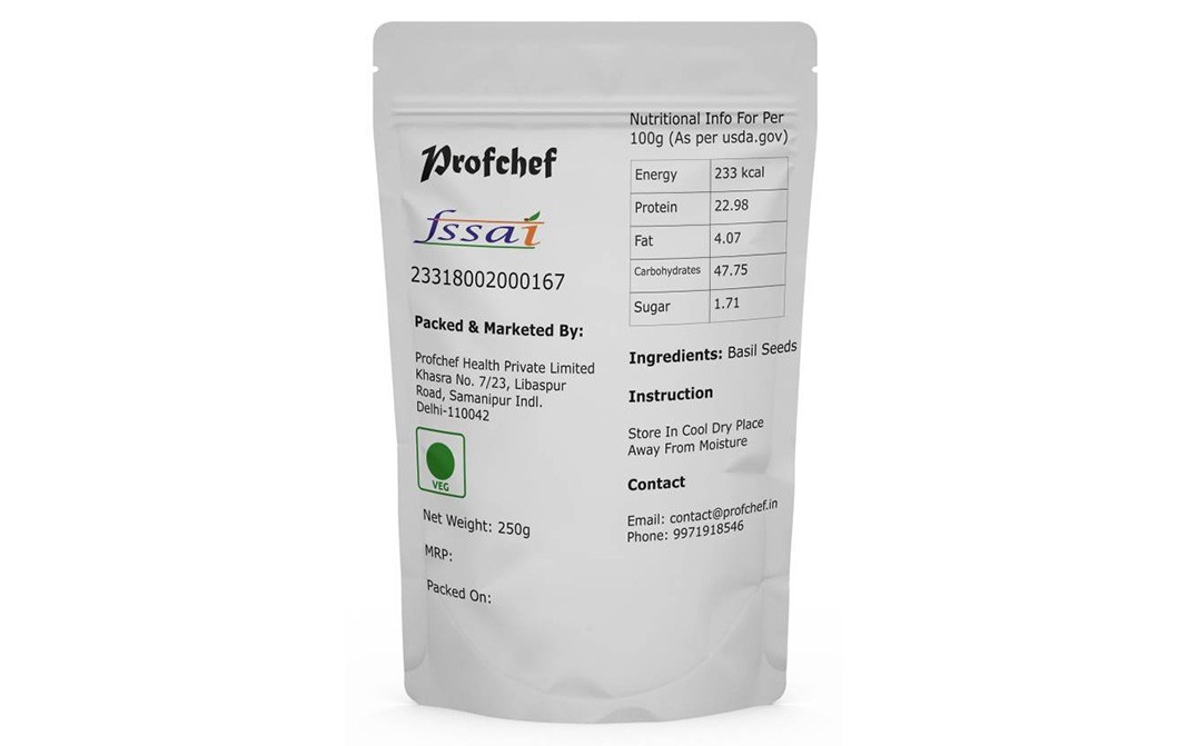 Profchef Sabja Seeds    Pack  250 grams